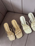 Bow Strap Open Square Toe Stilettos